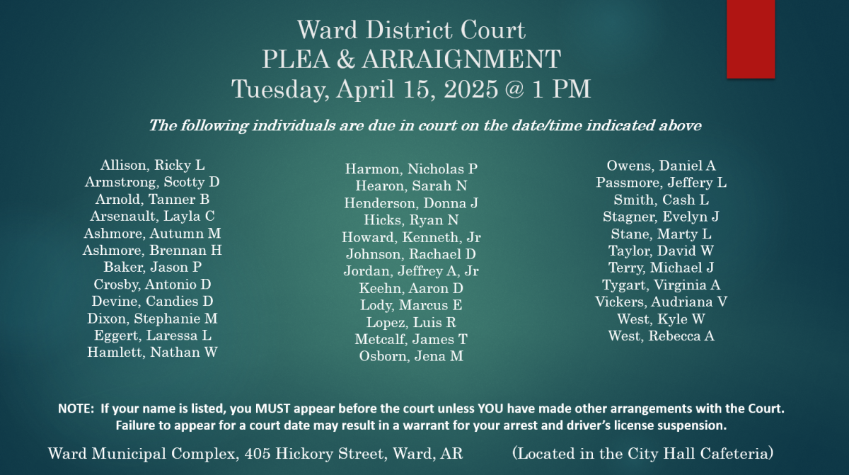 Plea and Arraignment- April 15, 1 PM