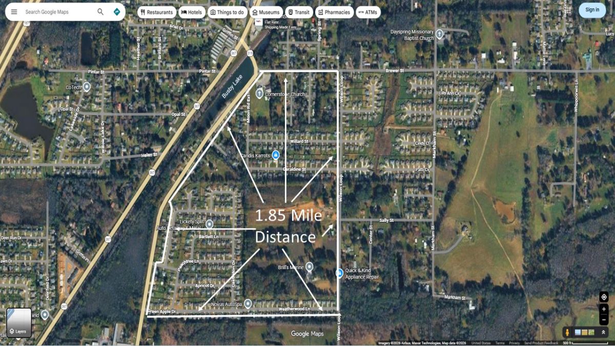 Pic of the 1.85 mile sidewalk loop